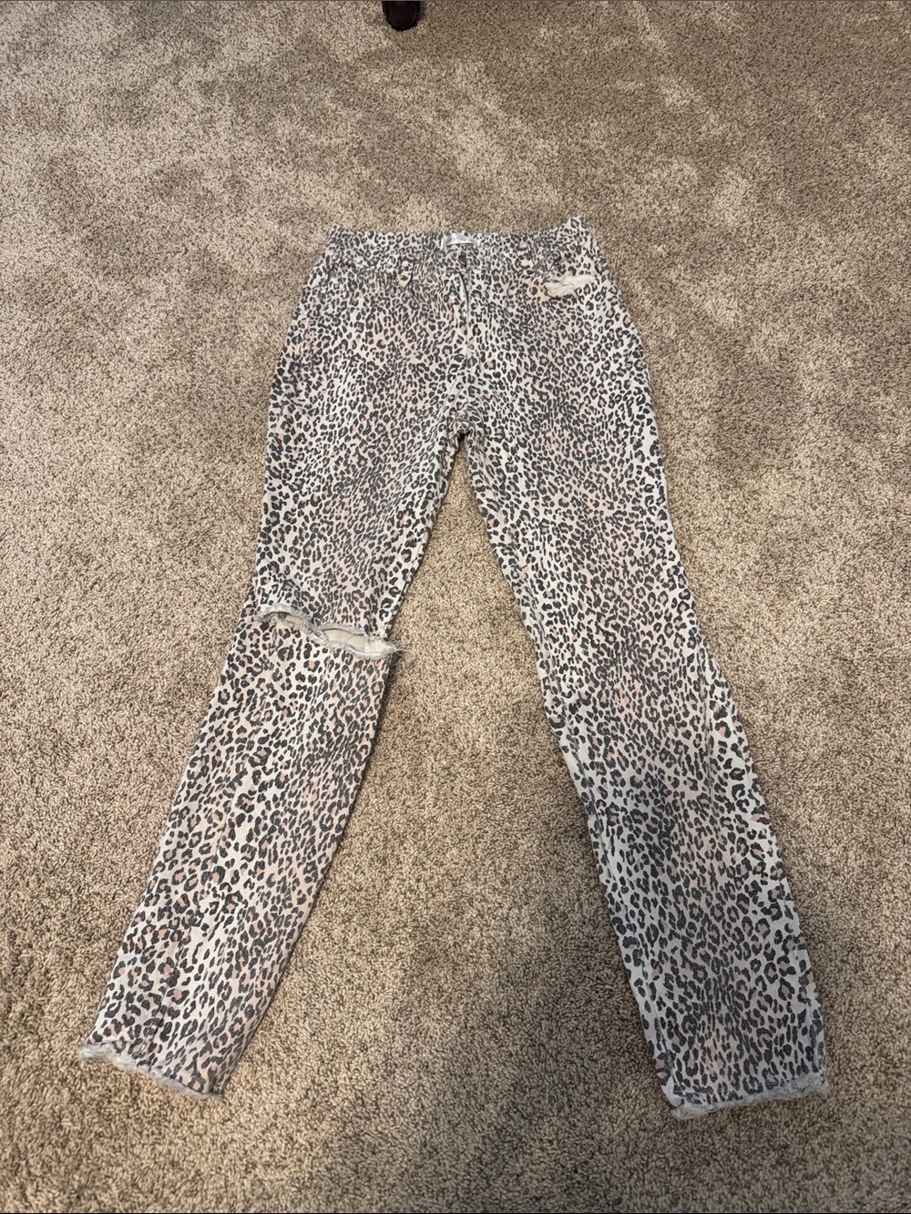 vestique Beige and Black Leopard Print Jeans